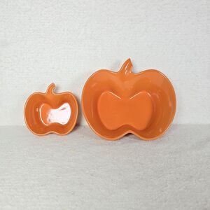 Lot of 2 Chantel Pumpkin Shaped Ceramic Serving Bowls Fall/Thanksgiving